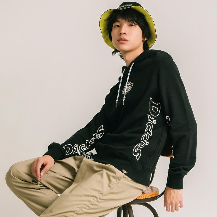 Dickies Logo印花连帽卫衣 男式休闲字母印花 In Black