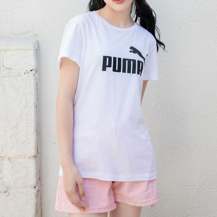 Puma 短袖t恤圆领短袖女装上衣休闲时尚运动女式t恤 In White