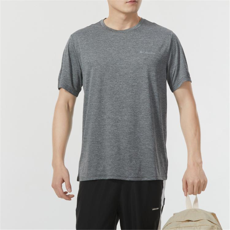 Columbia 圆领短袖男装上衣休闲舒适日常户外跑步健身训练运动t恤 In Gray