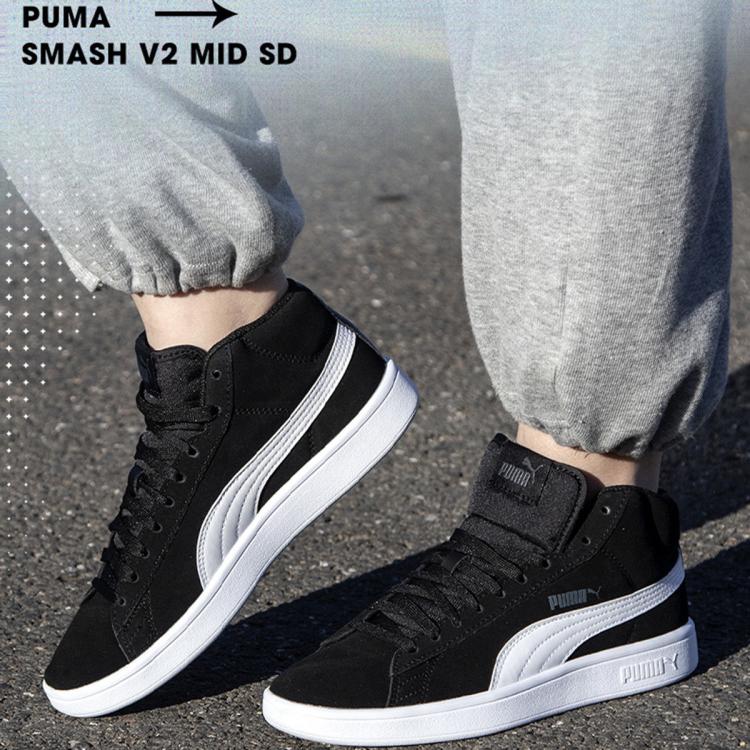 Puma 彪马 秋冬季高帮情侣鞋男鞋女鞋反毛皮鞋面运动休闲鞋板鞋 In Black