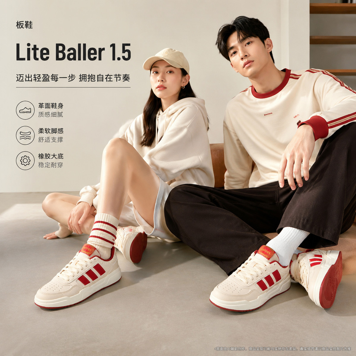adidas 低帮男鞋女鞋时尚休闲鞋运动板鞋Lite Baller 1.5