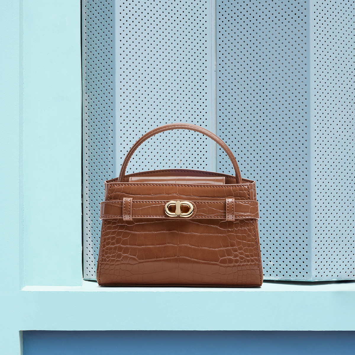 CHARLES&KEITH 赵今麦同款鳄鱼纹手提凯莉包斜挎包CK2-50270880-1