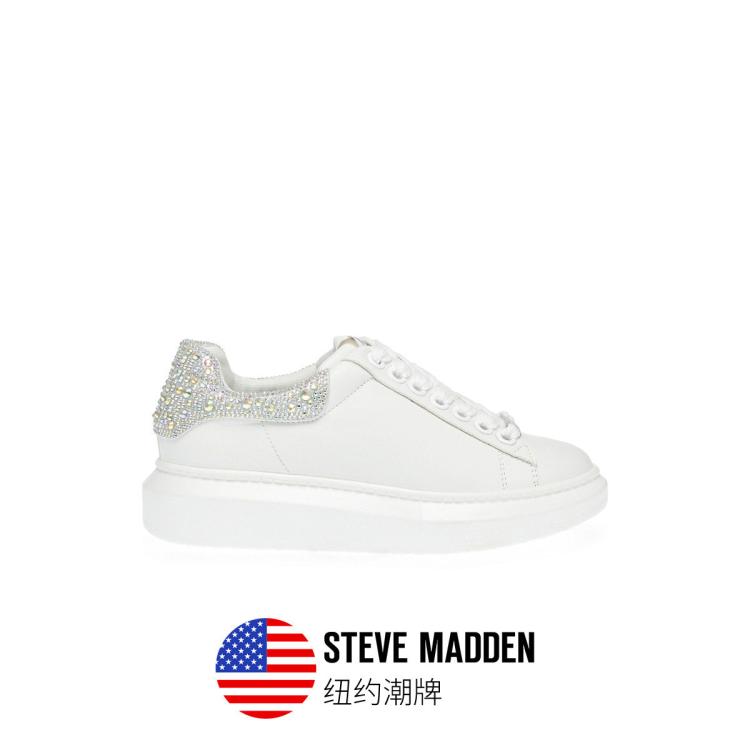 Steve Madden 【厚底小白鞋】思美登2024新款简约休闲鞋运动鞋女鞋gaze In White