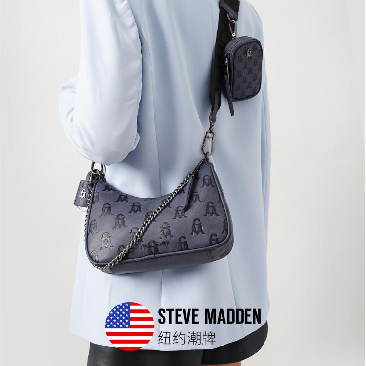 Steve Madden 思美登2024款女包品牌logo法棍包腋下包 Bvital-x In Blue