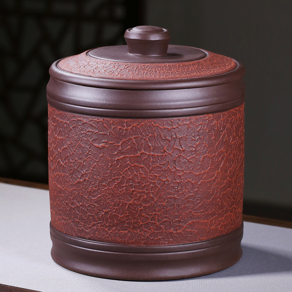 树纹九饼罐紫砂罐密封罐散茶茶缸储茶罐紫砂茶叶罐紫砂茶罐