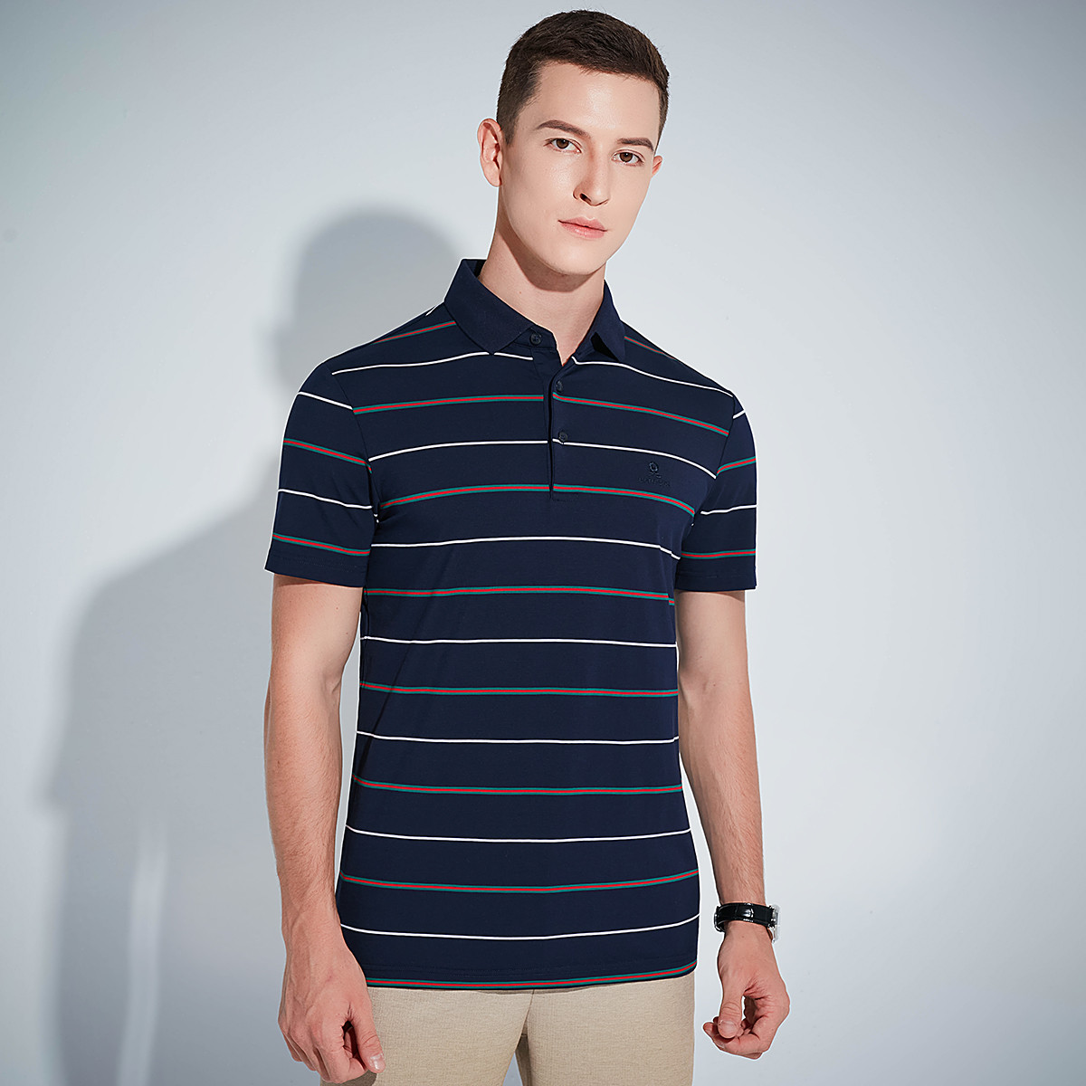 法国梦特娇夏新款透气刺绣polo衫男士t恤短袖