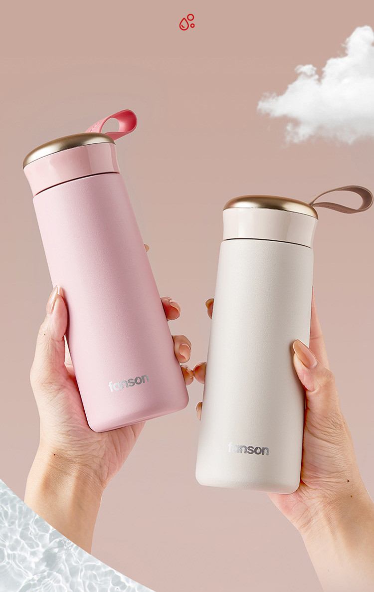304不锈钢保温杯高档女式便携水杯户外泡茶水分离带提绳