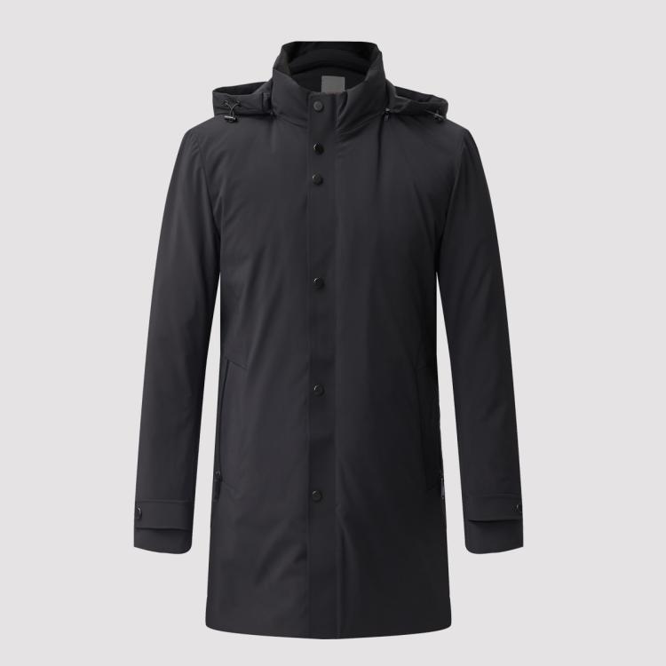 DANIEL HECHTER 法国丹尼爱特羽绒服男中长款白鸭绒保暖加厚可拆卸帽