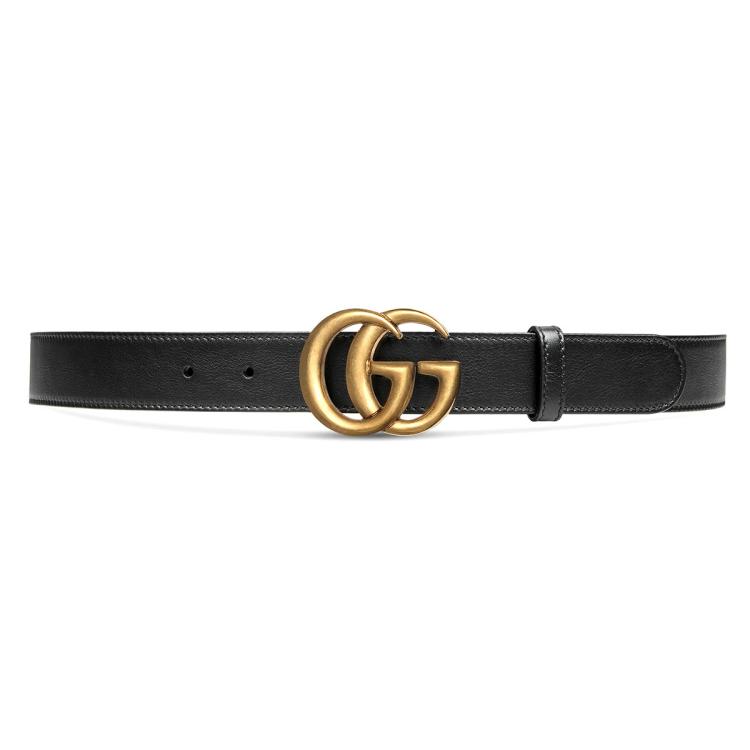 Gucci 双g男女同款搭扣皮革做旧皮带腰带