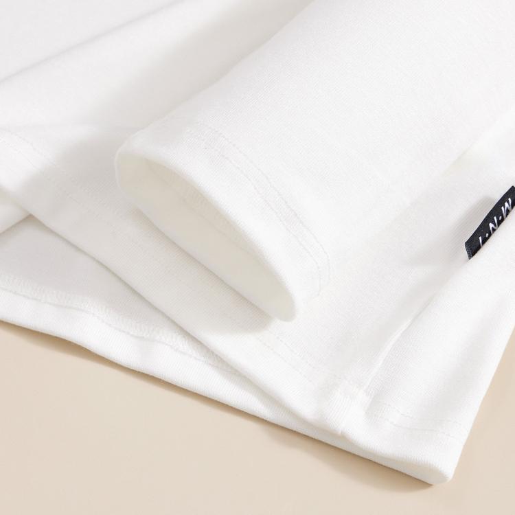 莫代尔 洋气打底衫女内搭西装秋冬季白色小立领半高领修身长袖T恤上衣