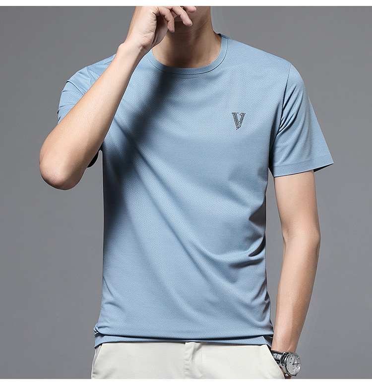 【网眼空调衫】夏季男式运动短t圆领弹力透气冰爽男士t恤短袖
