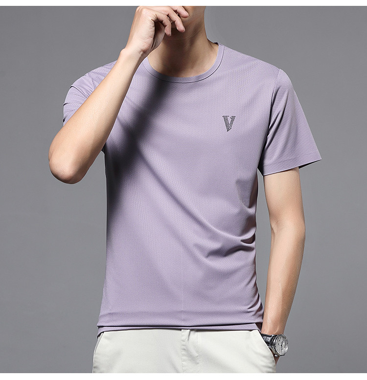 【网眼空调衫】夏季男式运动短t圆领弹力透气冰爽男士t恤短袖
