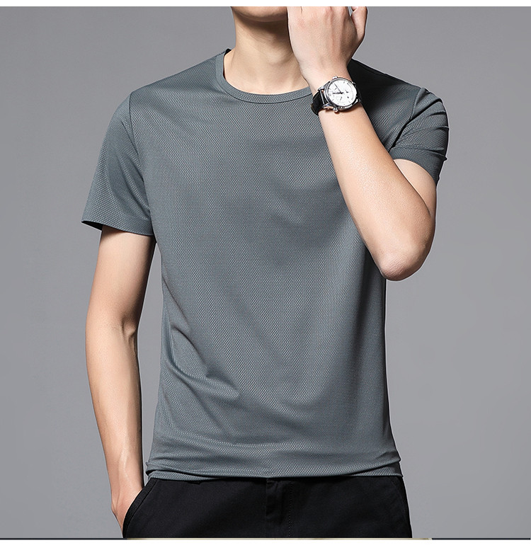 【网眼空调衫】夏季男式运动短t圆领弹力透气冰爽男士t恤短袖
