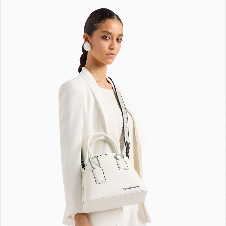 Emporio Armani 2024年春夏新品 阿玛尼女式时尚百搭日常休闲手提包 In White