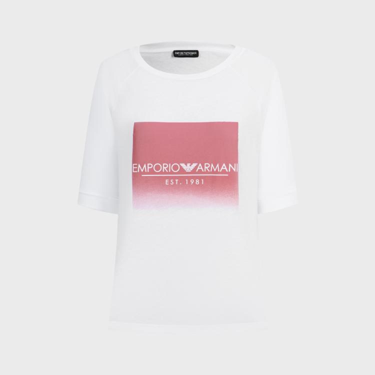 Emporio Armani 2024年春夏款 阿玛尼女式时尚潮流休闲圆领短袖t恤 In White