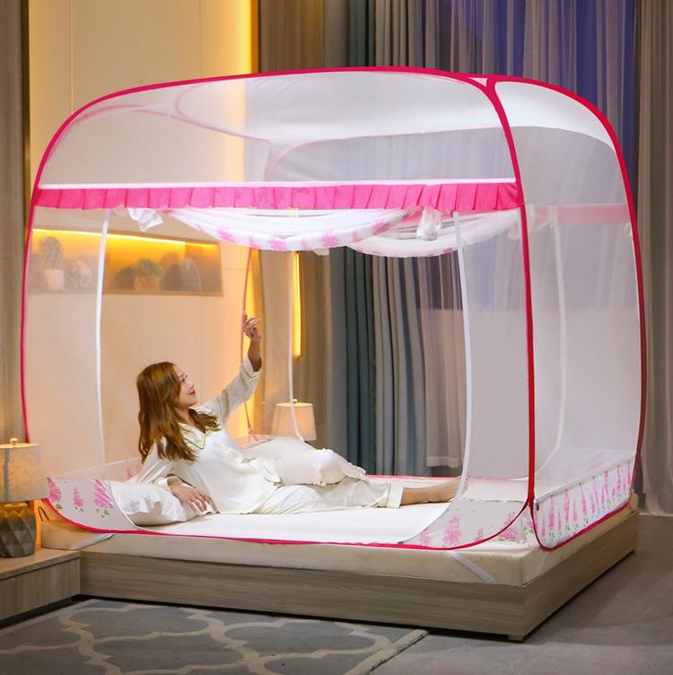 免安装大顶钢丝蒙古包蚊帐坐床式加密床上用品宝宝防摔家用