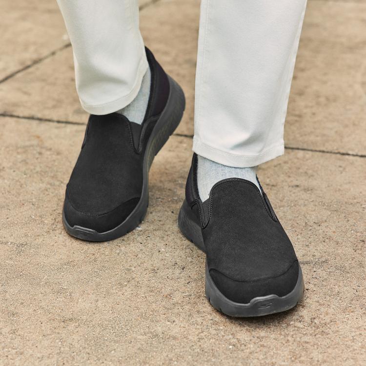 斯凯奇 【GO WALK缓震】男鞋健步鞋休闲运动鞋一脚蹬加绒保暖冬季