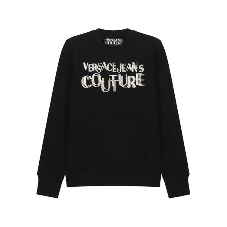 Versace Jeans Couture 女士棉质加绒圆领长袖卫衣运动衫 71hait02 Cf00t In Black