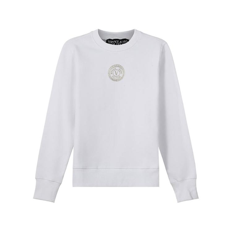Versace Jeans Couture 女士棉质加绒圆领长袖卫衣运动衫-71hait03-cf00t In White