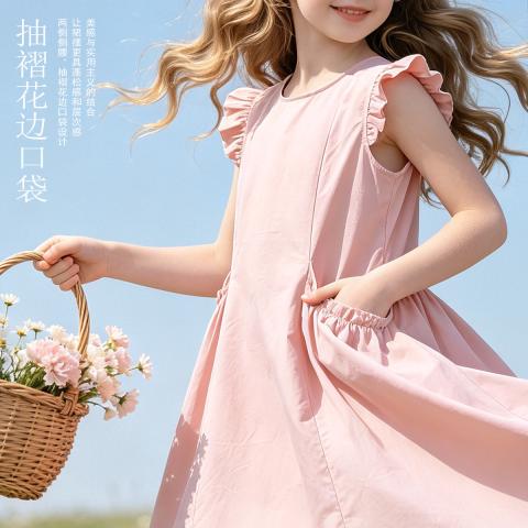 迪士尼 【100棉】女童连衣裙儿童裙子纯棉夏季薄款大童女孩公主裙 图片 4