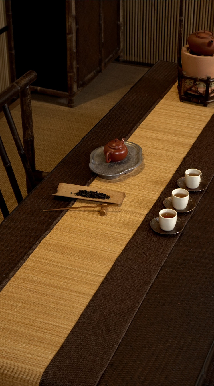 古朴竹桌旗中国风茶席日式禅意家用茶室艺术古典茶道配件