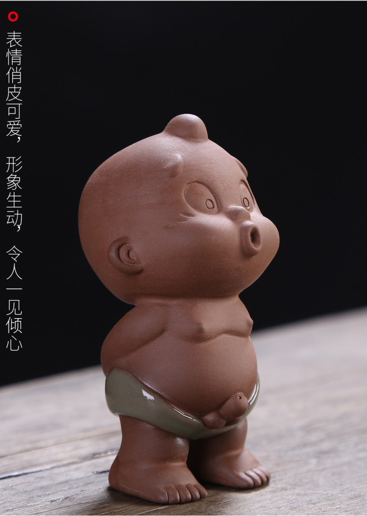 喷水尿童小和尚紫砂童子撒尿娃娃茶宠摆件紫砂功夫茶具茶艺配件