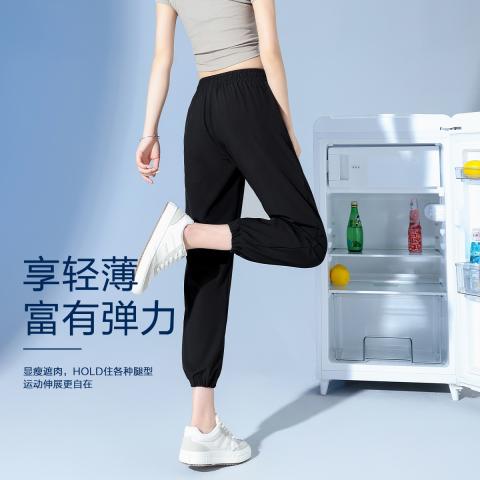 德尔惠 【垂感薄款】运动裤秋季女士户外休闲跑步运动舒适透气束脚九分裤 图片 2