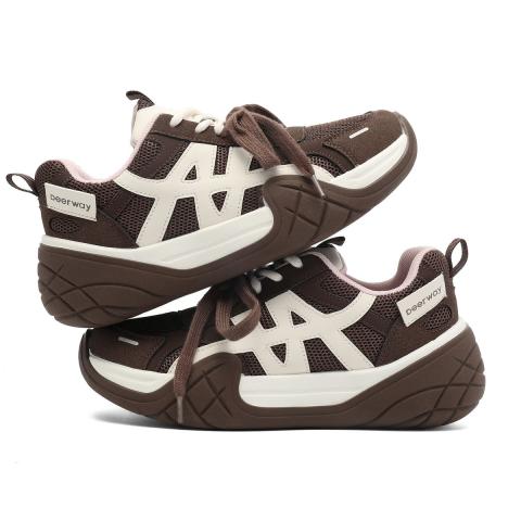 德尔惠 【厚底增高老爹鞋】春季女鞋厚底增高复古时尚百搭舒适运动休闲鞋 图片 2
