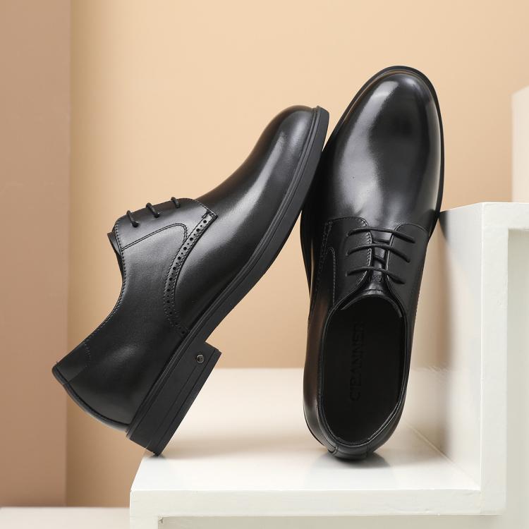 千百度 【头层牛皮】真皮男士皮鞋商务正装男鞋婚鞋职场皮鞋男德比鞋皮鞋