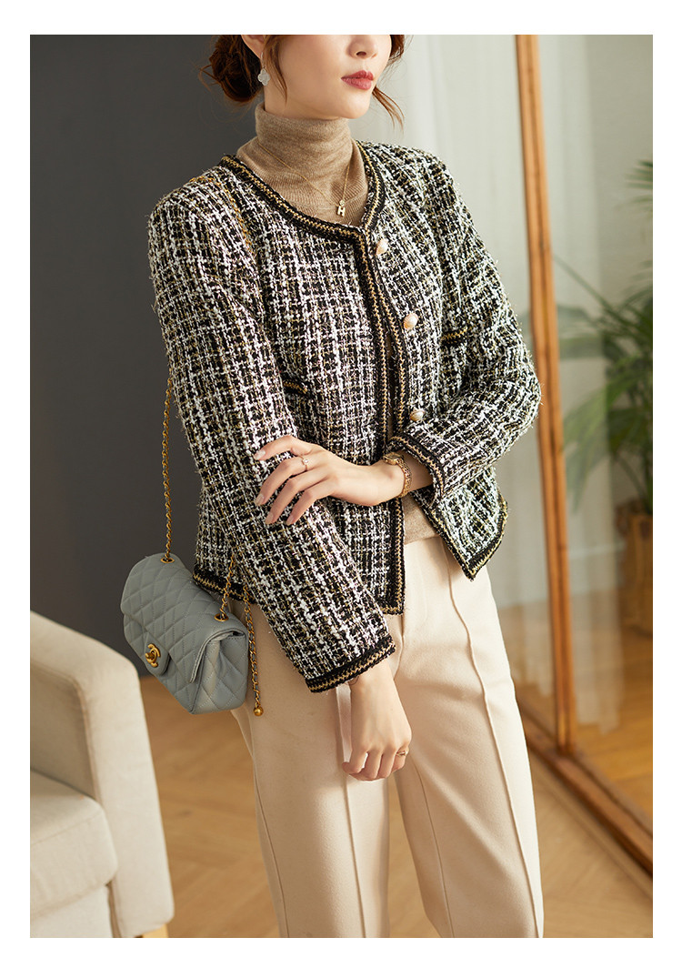 妈妈春秋装洋气小香风上衣服中年女装短款外衣中老年时尚开衫外套