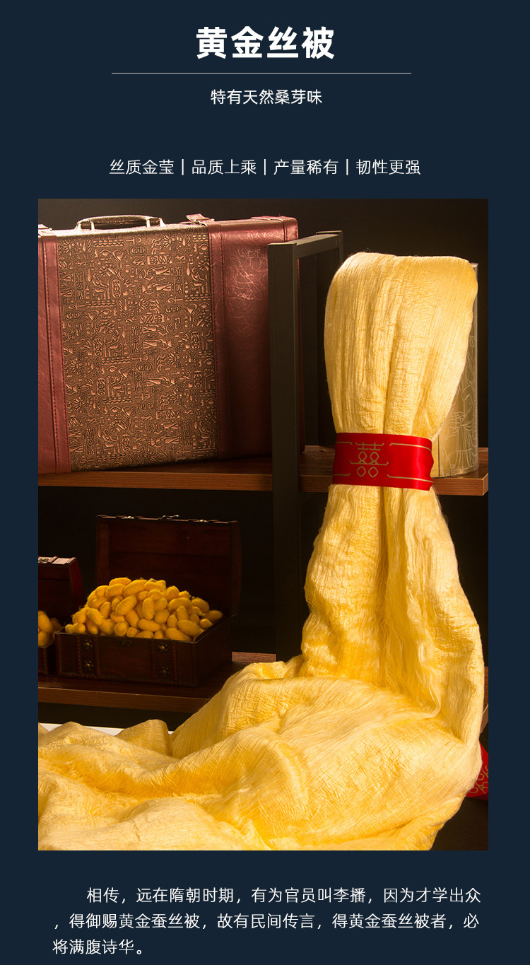 圆满人生黄金丝蚕丝被100桑蚕丝空调夏凉被春秋被子被芯纯手工