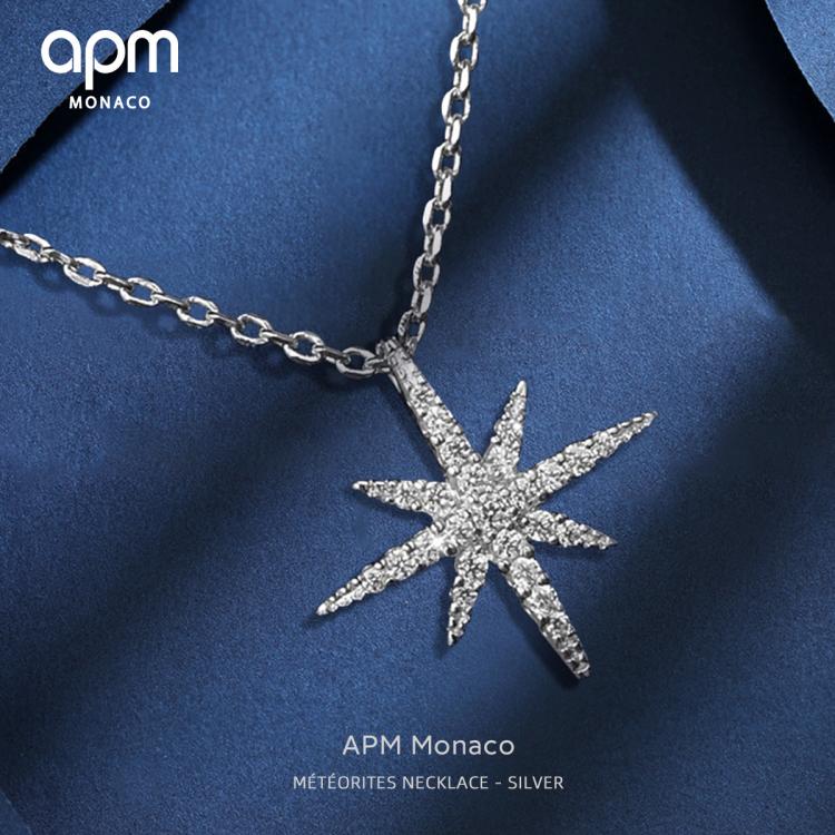 APM Monaco六芒星项链银女毛衣链锁骨新款设计感简约