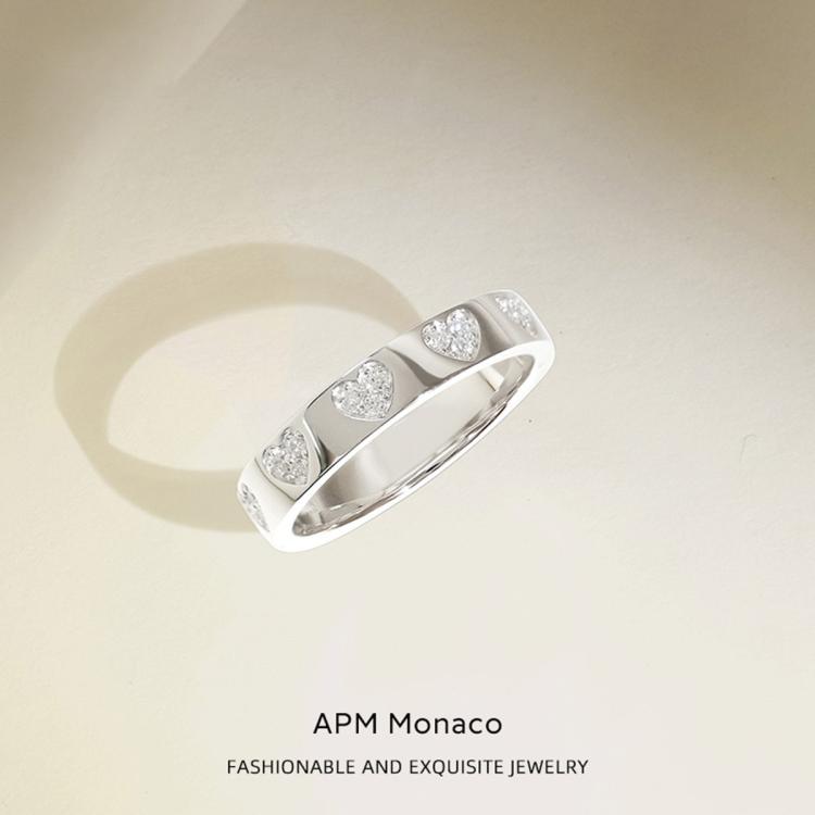 【专属礼盒】apmmonaco爱心戒指银白色女款
