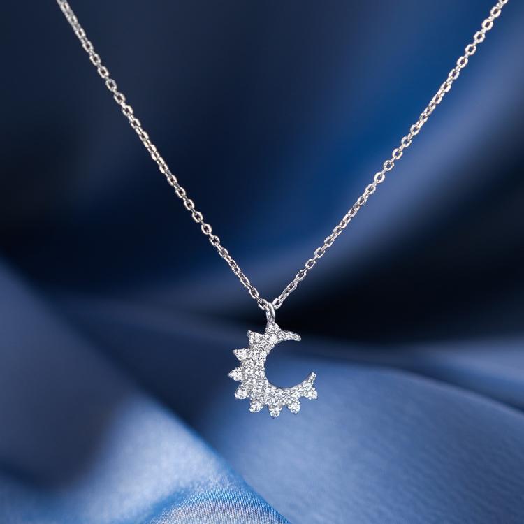 apm MONACO 小月亮轻奢时尚925银项链毛衣链锁骨链送女友AC5522OX