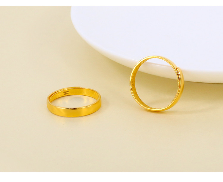 黄金戒指女士足金光面经典对戒小金圈素金男女款素圈戒指