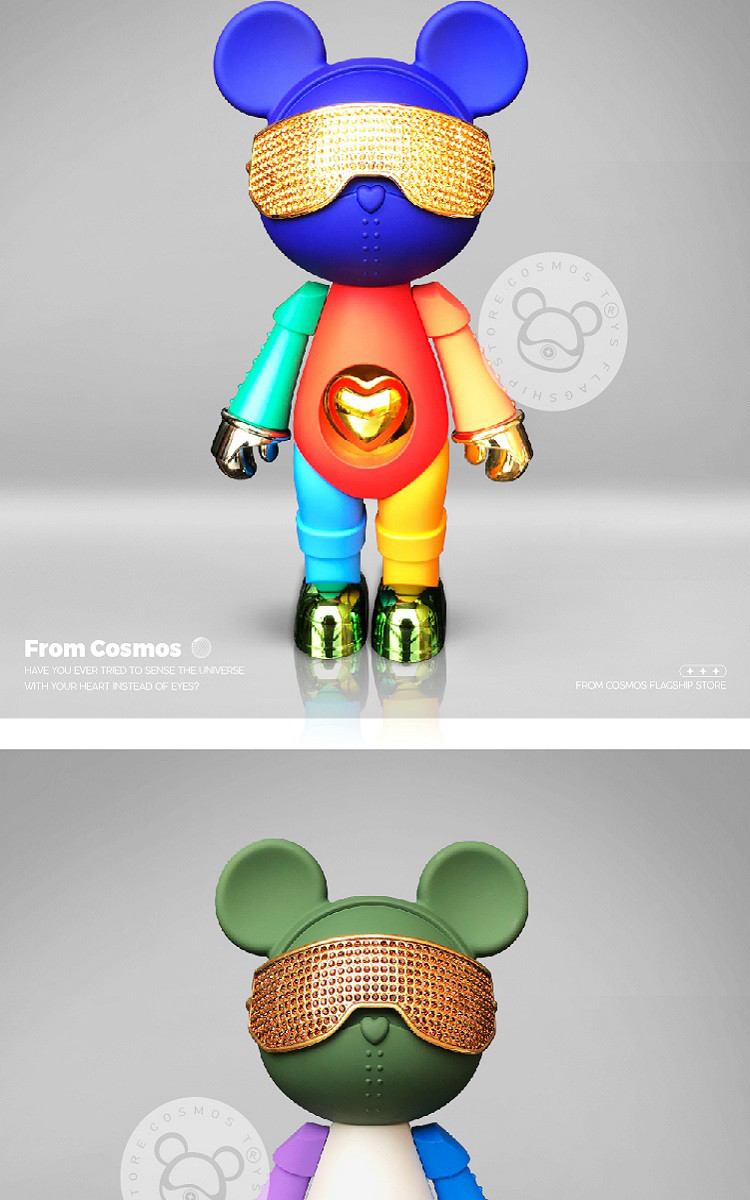 coos星际熊手办带钻拼色时尚摆件卡通动漫居家装饰