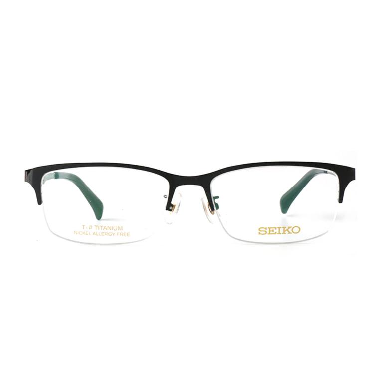 Seiko 【爆款】男款通勤钛材半框眼镜架镜可配度数 In Black