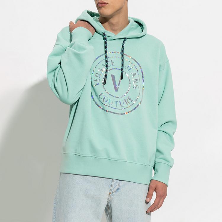 Versace Jeans Couture 春夏 棉质男士logo徽标连帽卫衣 In Green