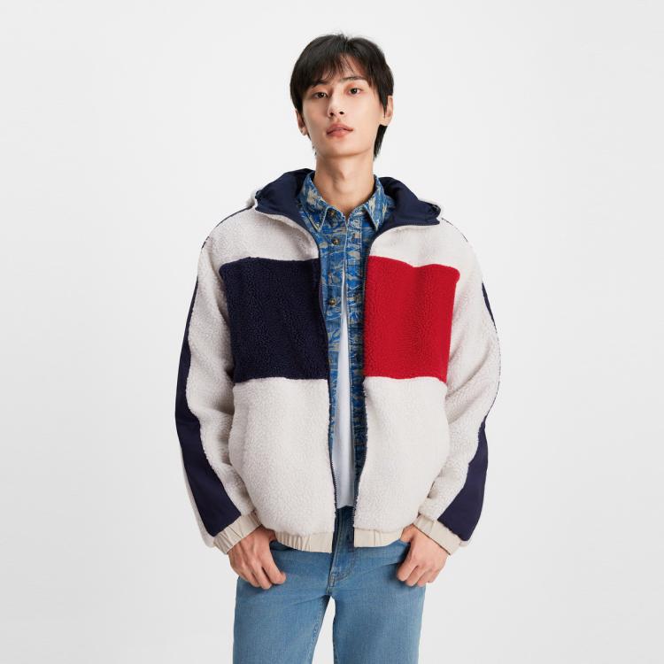 Tommy Hilfiger Tommy Jeans 男女仿羊羔绒双面穿拼色连帽夹克外套00881 In Multi