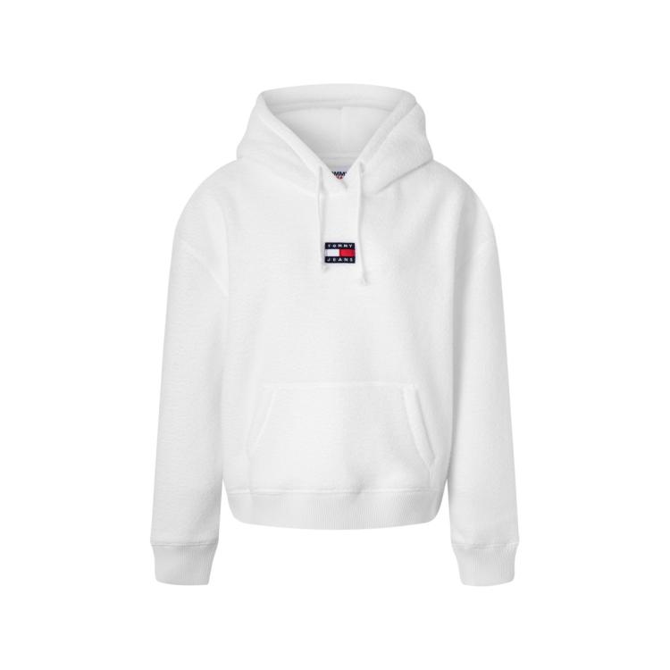 TOMMY HILFIGER TOMMY HILFIGER Tommy Jeans 女潮流旗标刺绣舒适抓绒抽绳连帽套头卫衣14690 6921005656052912459