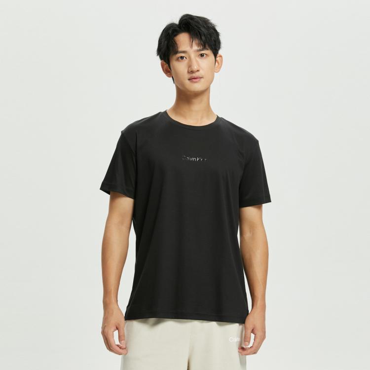 Calvin Klein Ck Jeans夏季男士时尚圆领透气纯棉简约胶质logo短袖t恤j320573 In Black
