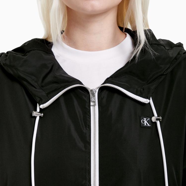 CALVIN KLEIN Calvin Klein CK Jeans春秋女装时尚抽绳连帽刺绣贴片短款单夹克外套J216168