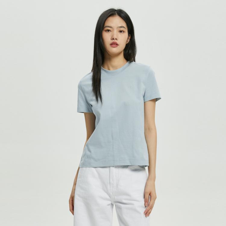 Calvin Klein Ck Jeans夏季女士年轻休闲纯棉修身刺绣字母透气短袖t恤40wh105 In Blue