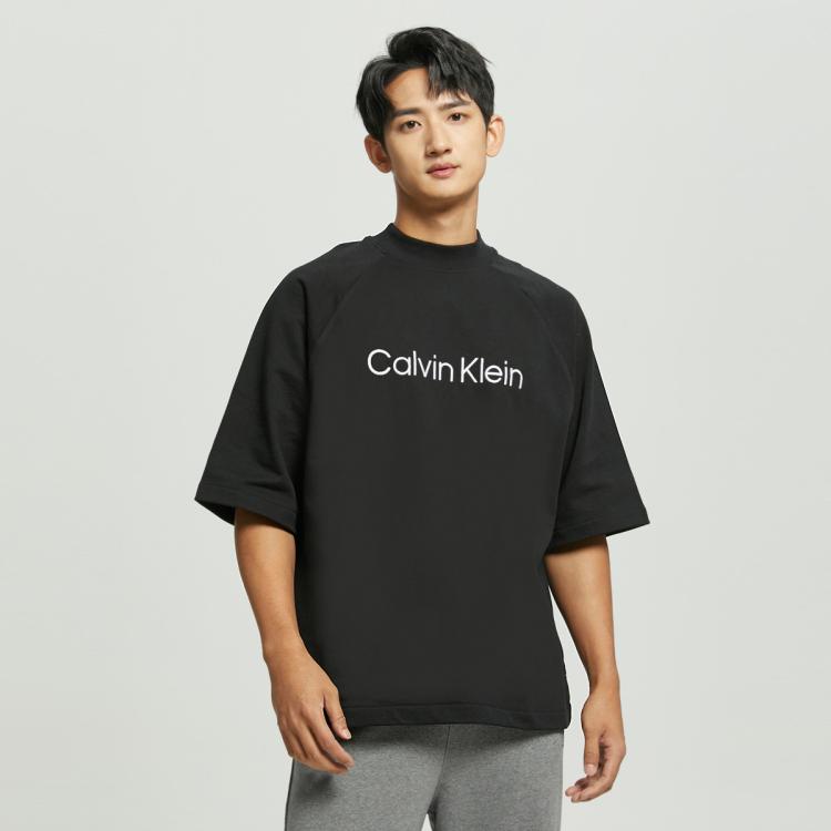 Calvin Klein Ck Jeans夏季男士休闲简约刺绣纯棉舒适宽松透气短袖卫衣40jm236 In Black