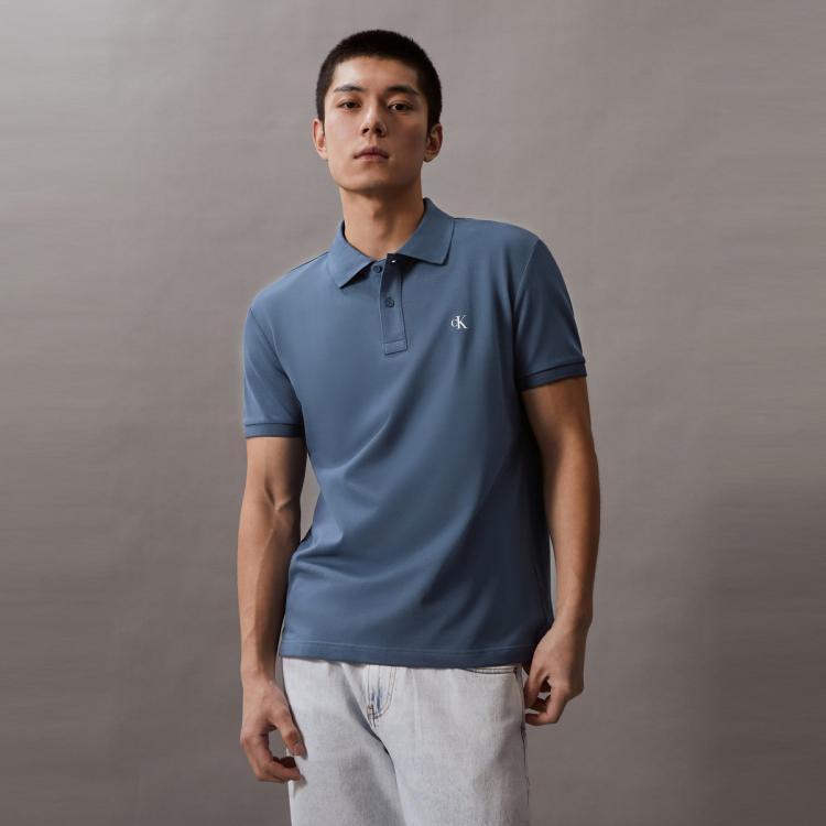 Calvin Klein Ck Jeans24春夏男士商务通勤简约字母印花短袖polo衫j326121 In Blue