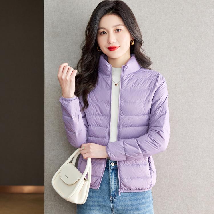 雪中飞 【90%鸭绒&立领羽绒外套】春季秋羽绒保暖轻薄女式羽绒服