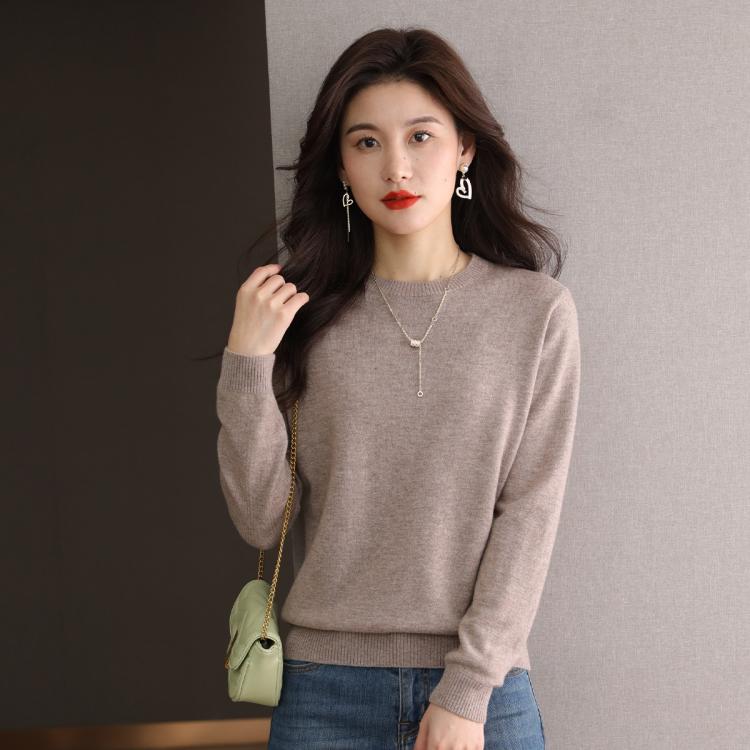 雪中飞 【100%绵羊毛】26春季纯色百搭宽松显瘦内搭外穿女式羊毛衫