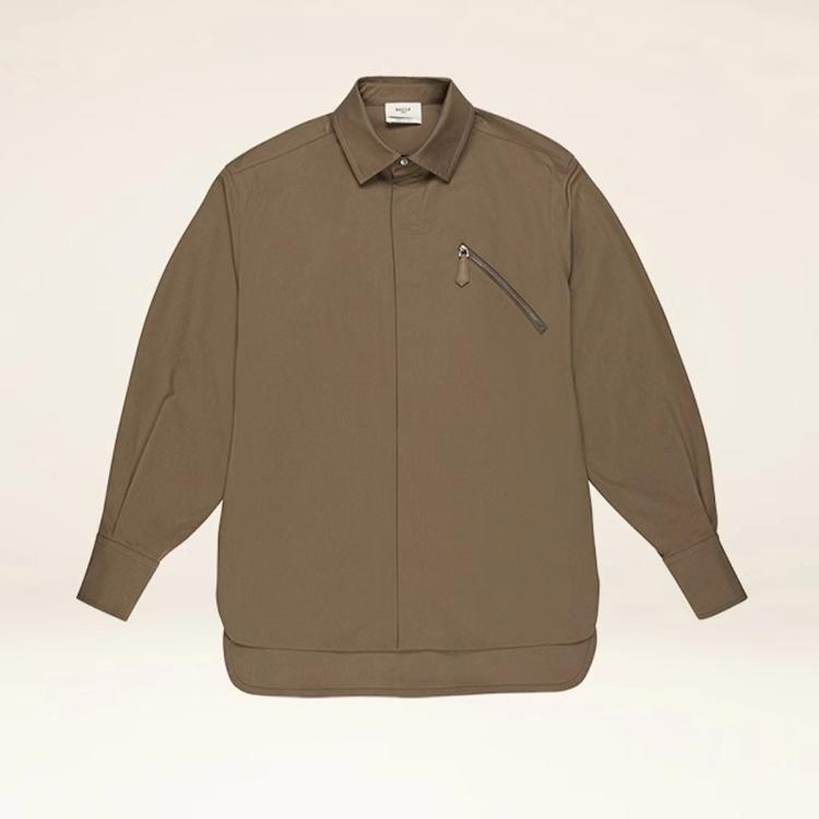 Bally 巴利日常休闲舒适百搭灰褐色男式棉质衬衫式外套6302371