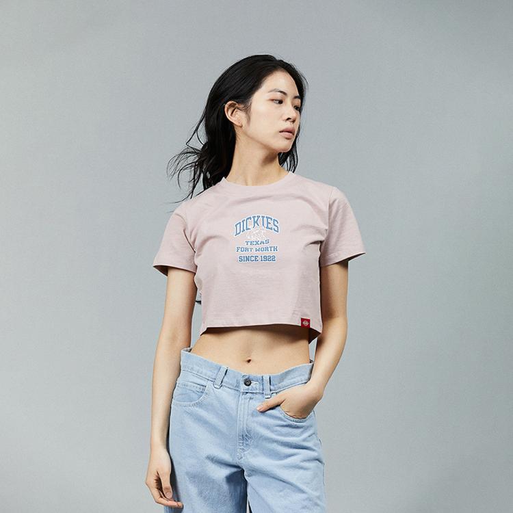 Dickies 24春夏新款 字母印花短款女士圆领短袖t恤内搭 In Neutral