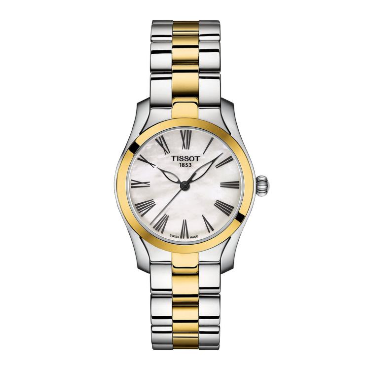 Tissot 天梭瑞士表 海浪系列腕表钢带时尚石英女手表珍珠贝母盘 In Metallic